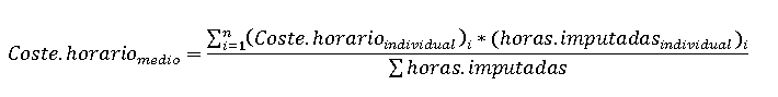 Fórmula Coste Horario medio