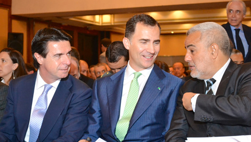 El Príncipe Felipe, el ministro Soria y el presidente del Gobierno marroquí